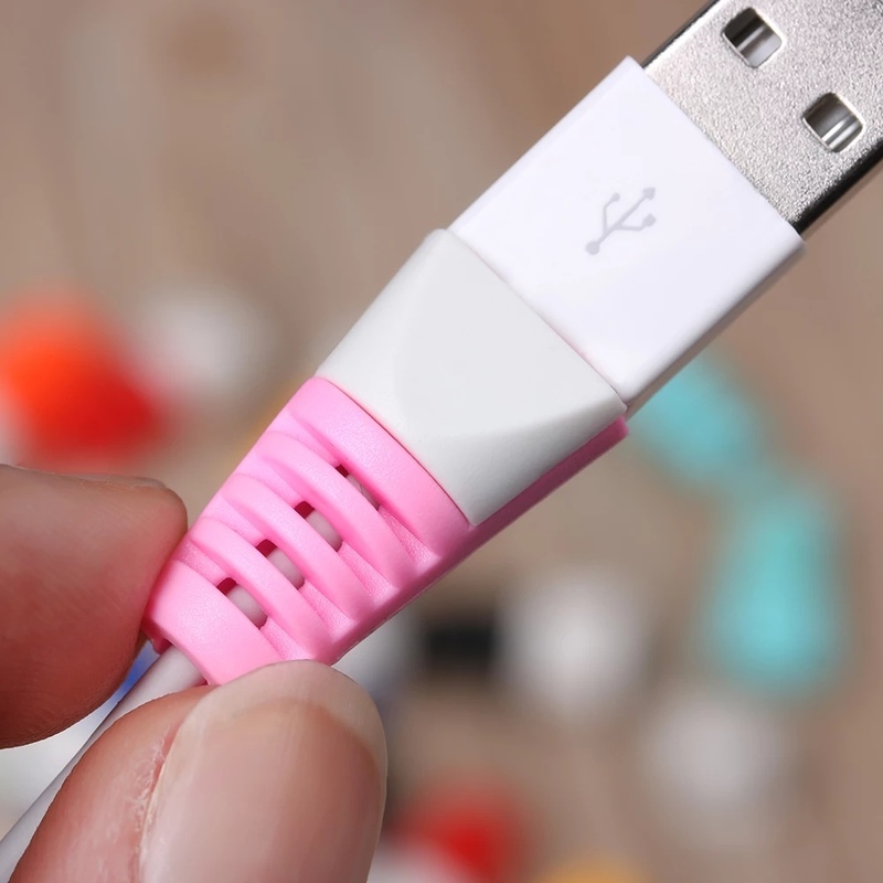 1 Cặp Vỏ Bọc Bảo Vệ Dây Cáp Co Giãn Nhiều Màu Cho IPhone Android