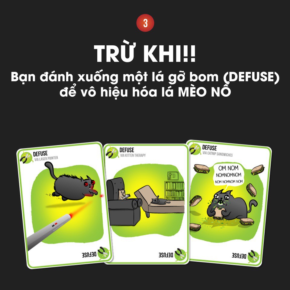 Bộ bài Mèo Nổ cơ bản Exploding Kittens đen (bản tiêu chuẩn chơi cùng mở rộng)