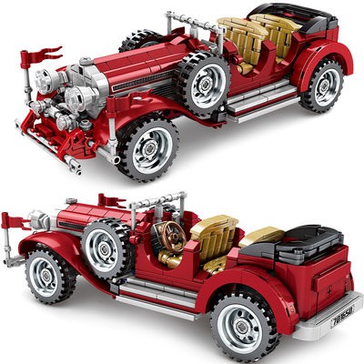 Công nghệ loạt phù hợp LEGO cổ điển Mercedes cổ điển xe hồi lực lắp ráp xe Lắp ráp khối gỗ Đồ chơi cậu bé