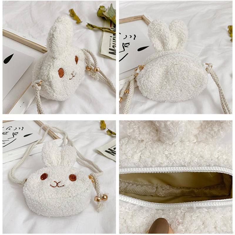 Túi xách đeo chéo phối vải lông kiểu chú thỏ thời trang dễ thương dành cho bé gái