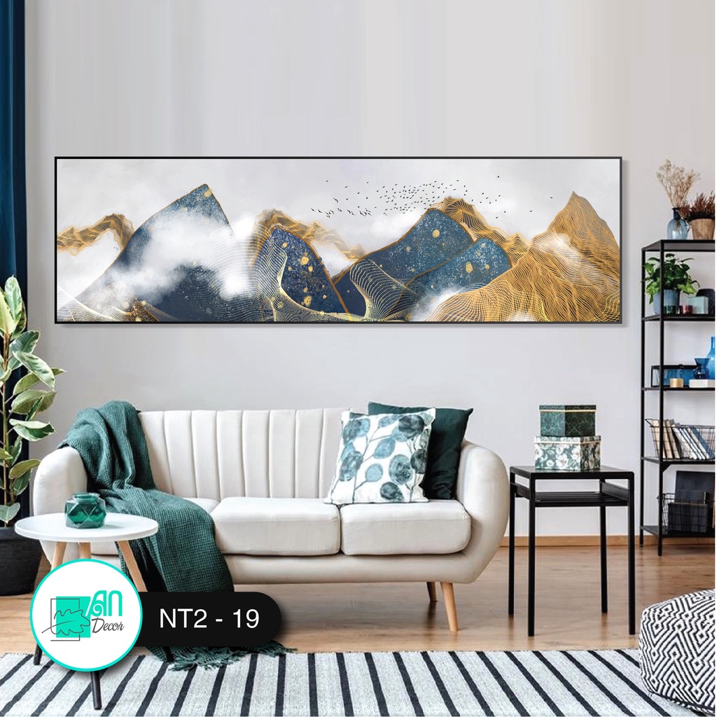 Tranh canvas treo tường khổ ngang núi trừu tượng NT19 - 120 x 40 cm