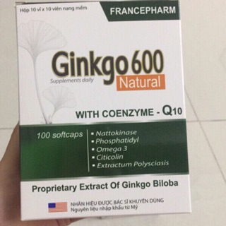 Viên bổ não ginkgo 600 -tăng cường trí nhớ tập trung trí tuệ hộp 100v