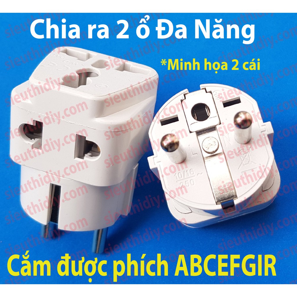 Phích chuyển từ ổ cắm 2 lỗ tròn Châu Âu ra Đa Năng