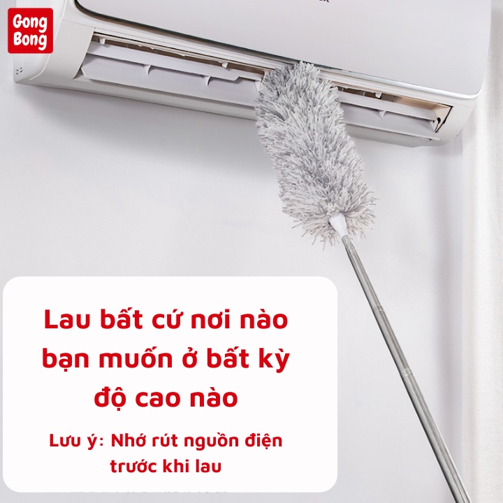 Chổi quét bụi cây phất trần thông minh cán dài 2m8 có thể thu rút gọn điều chỉnh độ dài quét màng nhện tiện lợi