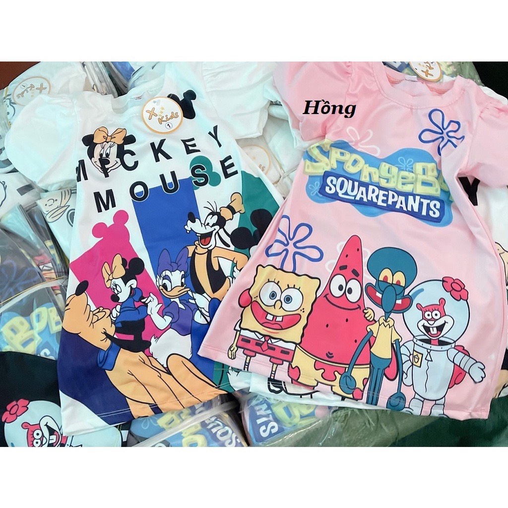 Váy bé gái - Váy hoạt hình 3D họa tiết Mickey, Snoopy xinh xắn cho bé 8-35Kg