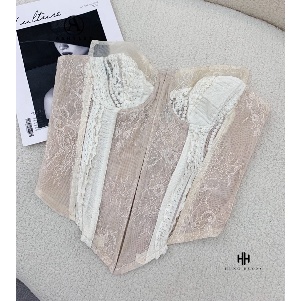 SET ÁO REN CORSET CHÂN VÁY REN LƯỚI TẦNG BỒNG ASHYLEY