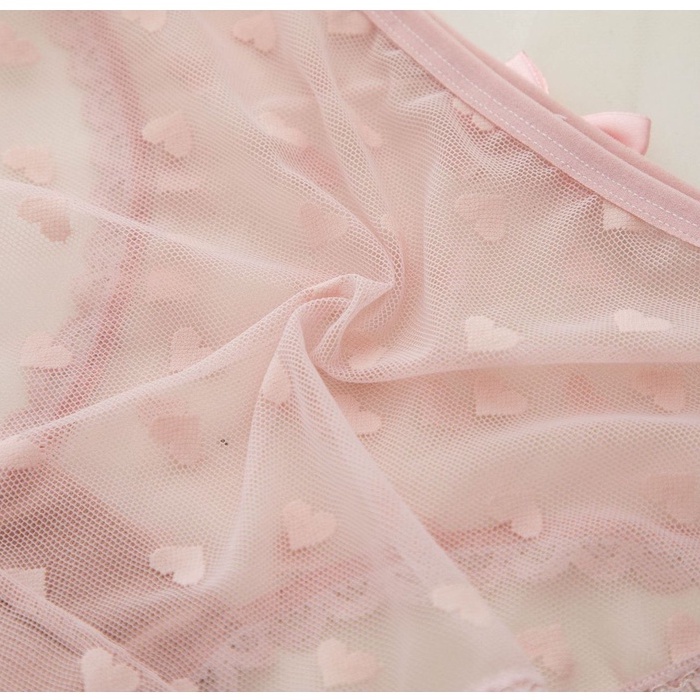 Quần lót nữ ren lưới họa tiết trái tim, đính nơ xinh xắn co dãn 4 chiều HLBOUTIQUE L256