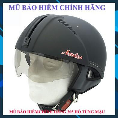 Mũ bảo hiểm dấu kính Andes 181 đen nhám [ Chính Hãng ]