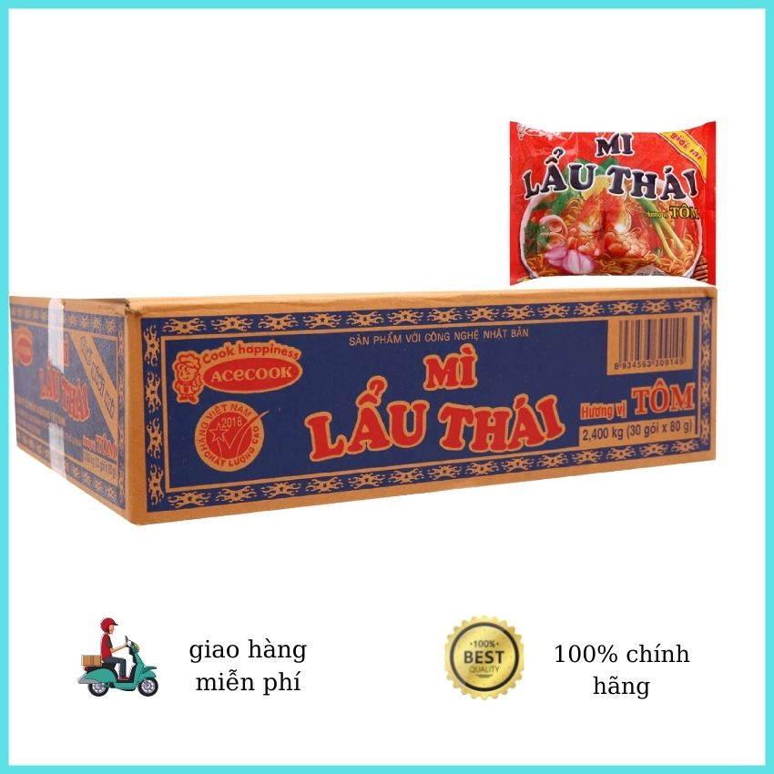 Mì lẩu thái tôm thùng 30 gói 80g MMLTT01-Thương hiệu ACE-COOK