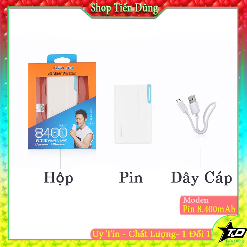 PIN SẠC DỰ PHÒNG ARUN 8400mAh có 2 cổng USB