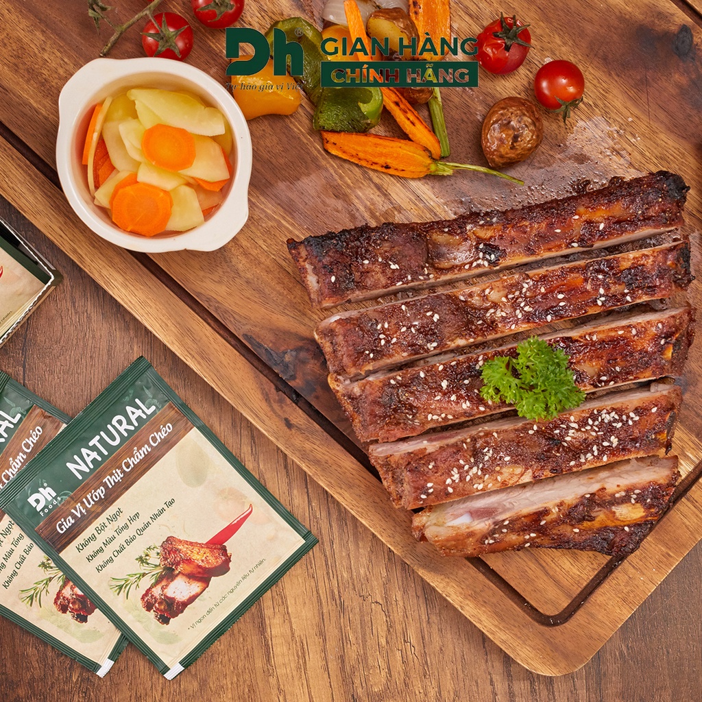 Gia vị ướp thịt chẩm chéo Natural DH Foods nêm sẵn thành phần tự nhiên gói 10gr