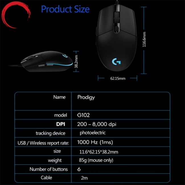 Chuột Quang Chơi Game Có Dây Logitech G102 200-8000dpi 6 Nút Tương Thích Với Windows 7