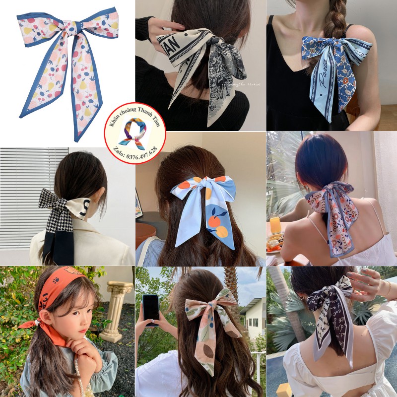 [Mã FAMARAL2 giảm 10K đơn 50K]Khăn Buộc Tóc Choàng Cổ Quấn Túi Làm Nơ Xinh Xắn Phong Cách Hàn Quốc