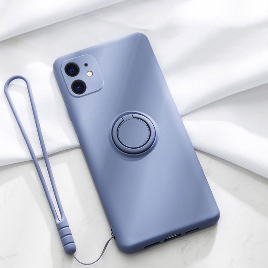 Ốp Lưng Silicone Mềm Có Vòng Nhẫn Và Nam Châm Tiện Dụng Cho iPhone 6 6S 7 8 Plus SE