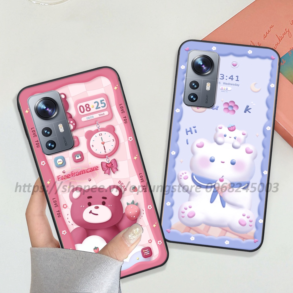 Ốp lưng Xiaomi 12 / 12 Pro / 12 Lite / RedMi 12X / K50 Ultra in hình 3D gấu,thỏ cute dễ thương