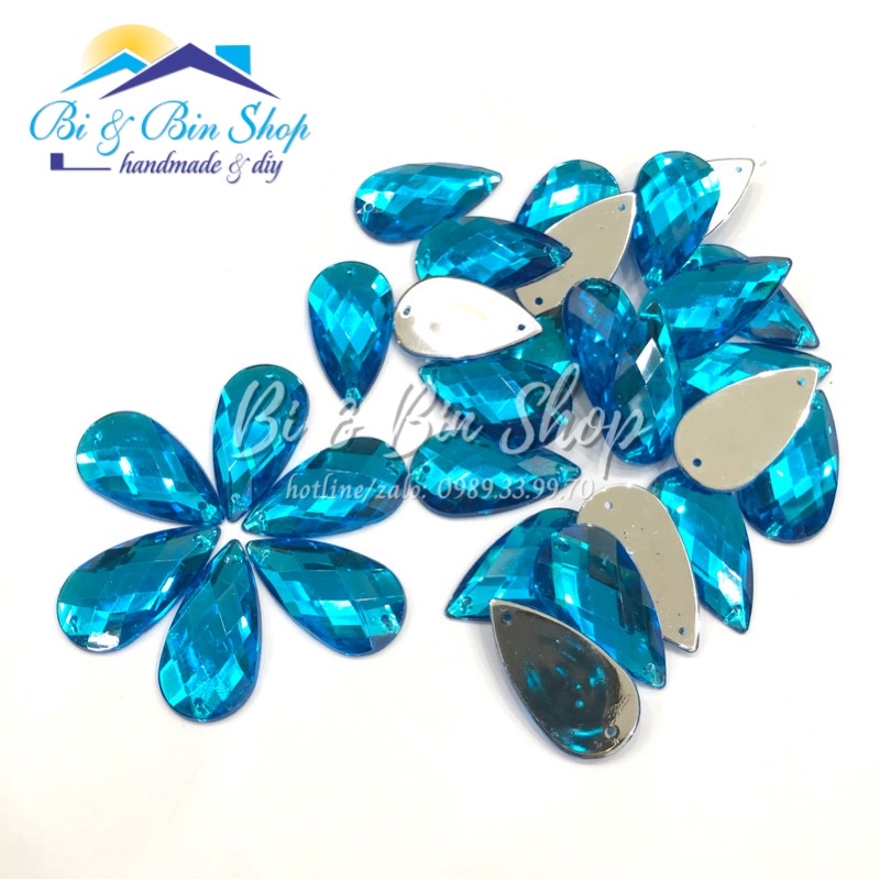 30 Viên Đá Kết Giọt Nước Lớn 16x30mm Đính Kết Trang Phục Thời, Làm Phụ Kiện Handmade