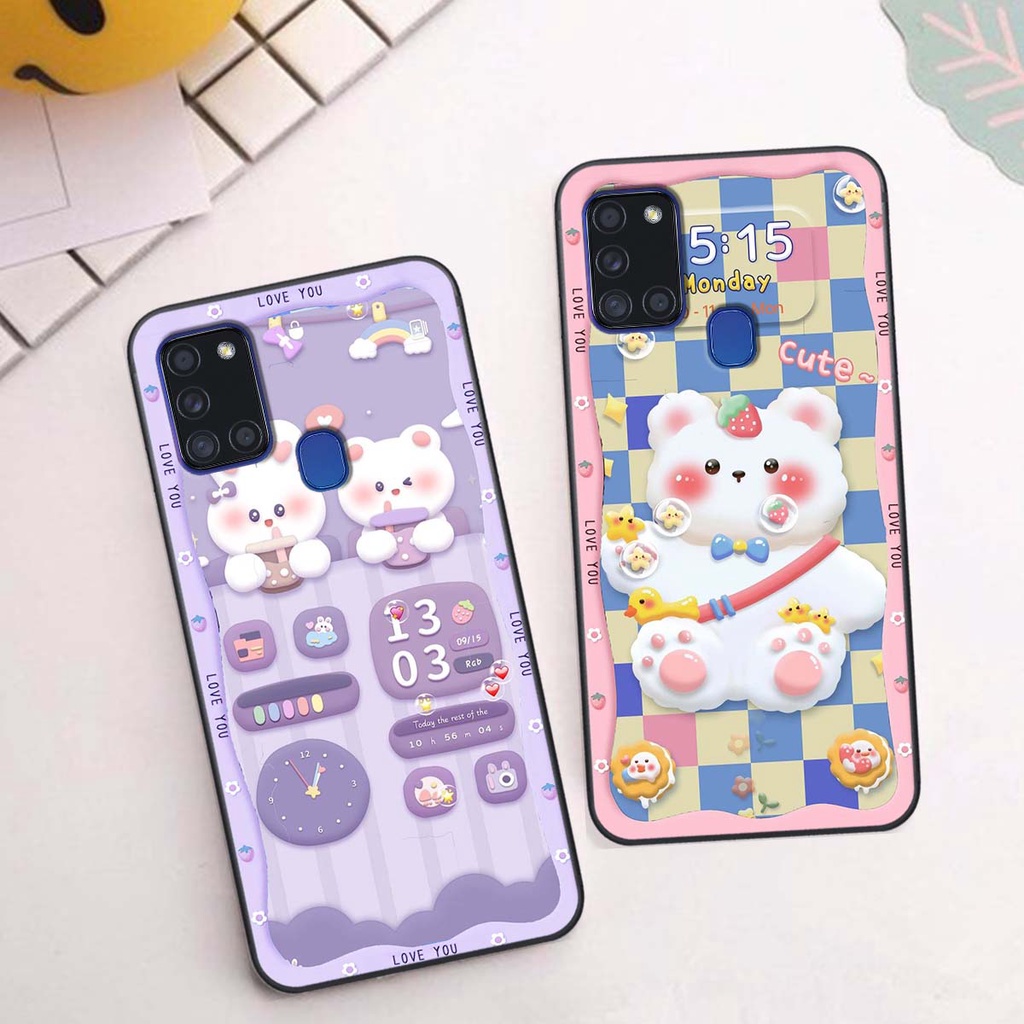 Ốp lưng Samsung A21s in hình gấu cute,bò sữa 3D cute dễ thương bảo vệ điện thoại.