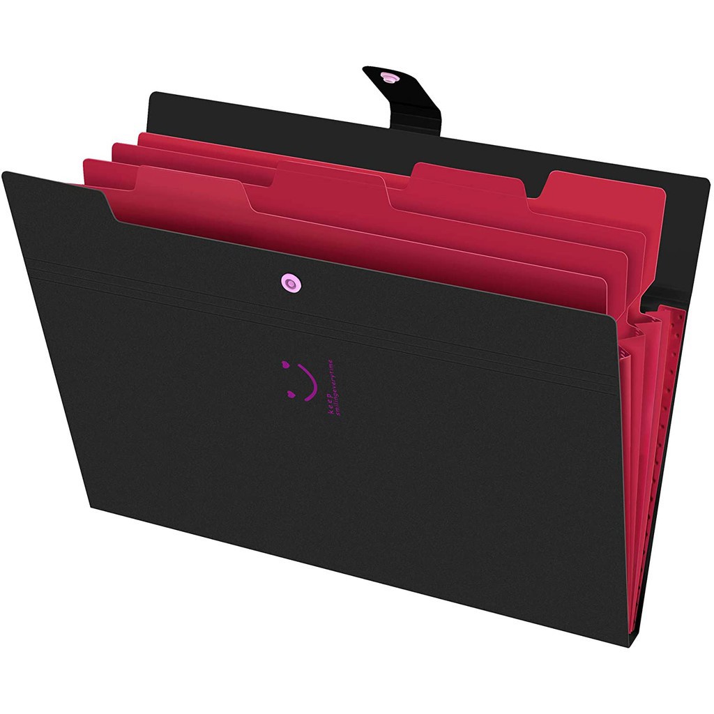 Bìa Đựng Tài Liệu 5 Ngăn Khổ A4 10 Màu Có Nút Bấm Tiện Dụng