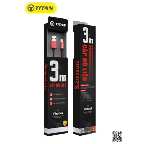 Cáp sạc cao cấp Cổng Lightning TITAN - CA16 ( dài 3m ) - từ Wintech