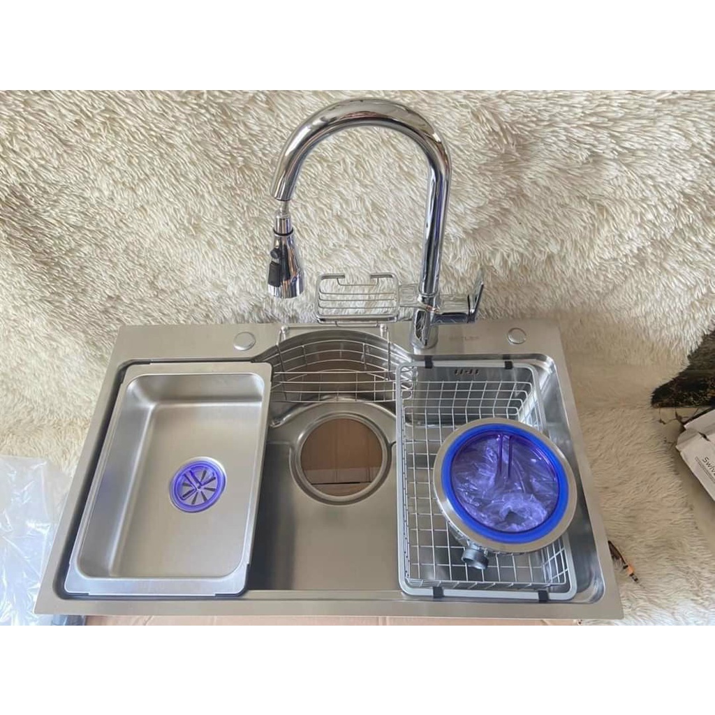 Chậu rửa bát 1 hố kiểu Hàn Quốc inox SUS 304, tiện lợi đa năng dễ sử dụng