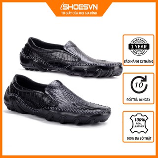 Giày lười nam da bò dập vân cá sấu ISHOESVN IS106