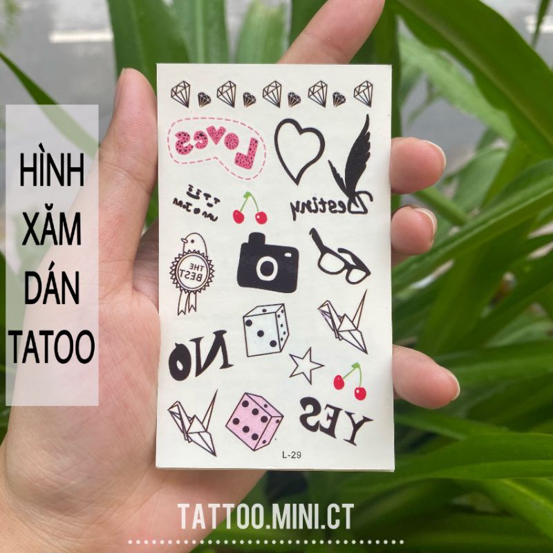 Hình xăm tatoo mini nhiều hình nhỏ l29. Xăm dán tatoo mini tạm thời, size &lt;10x6cm