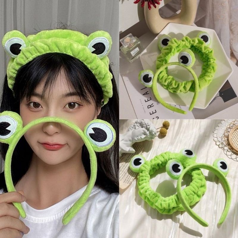 Băng đô cài tóc ếch xanh mịn phong cách hàn quốc
