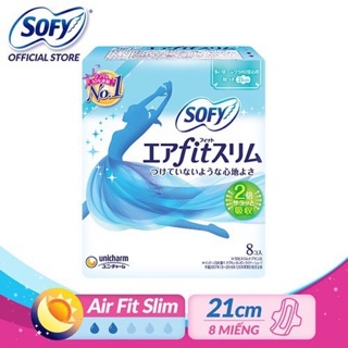 Băng vệ sinh siêu mỏng mịn Sofy Air Fit Slim 21cm có cánh gói 08 miếng