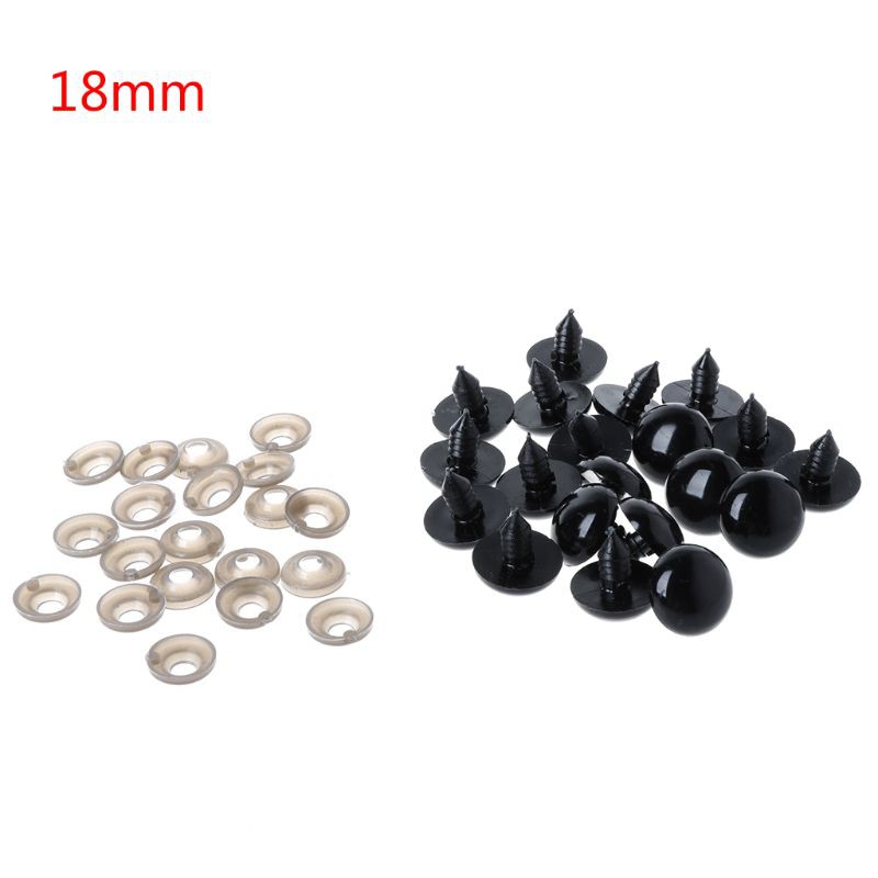 20pcs 6-20mm Black Plastic Safety Eyes For Teddy Bear/Dolls/Toy Animal/Felting