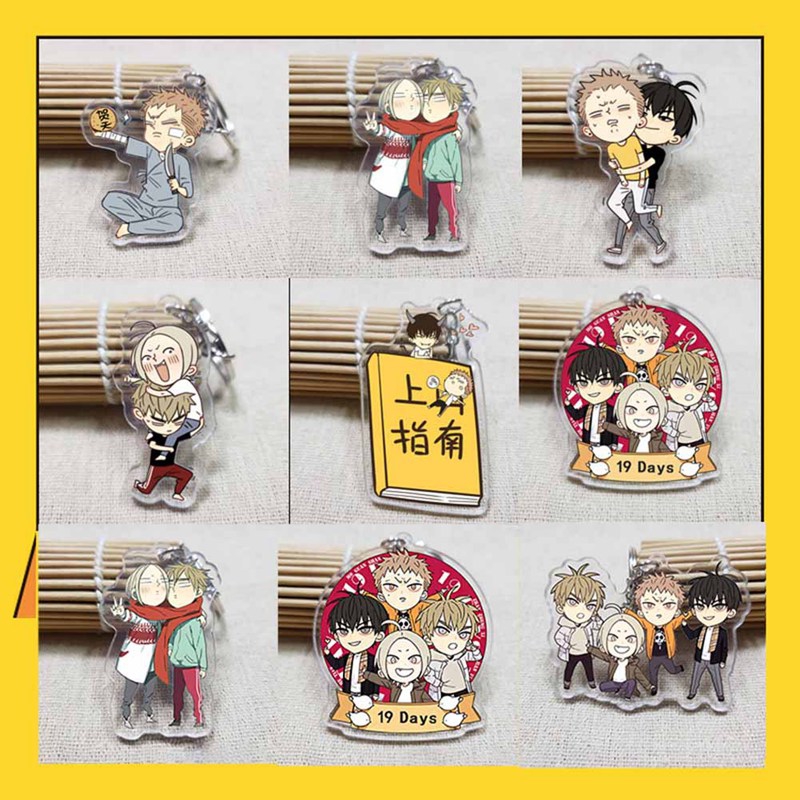 Móc treo chìa khóa 2 mặt in hình hoạt hình 19 Days bằng acrylic dễ thương