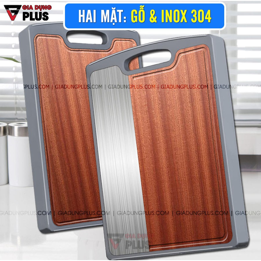 Thớt hai mặt ❤️FREESHIP❤️ Thớt gỗ mun nguyên tấm nhập khẩu & INOX 304 cao cấp JIANXIA chính hãng (JX-027)