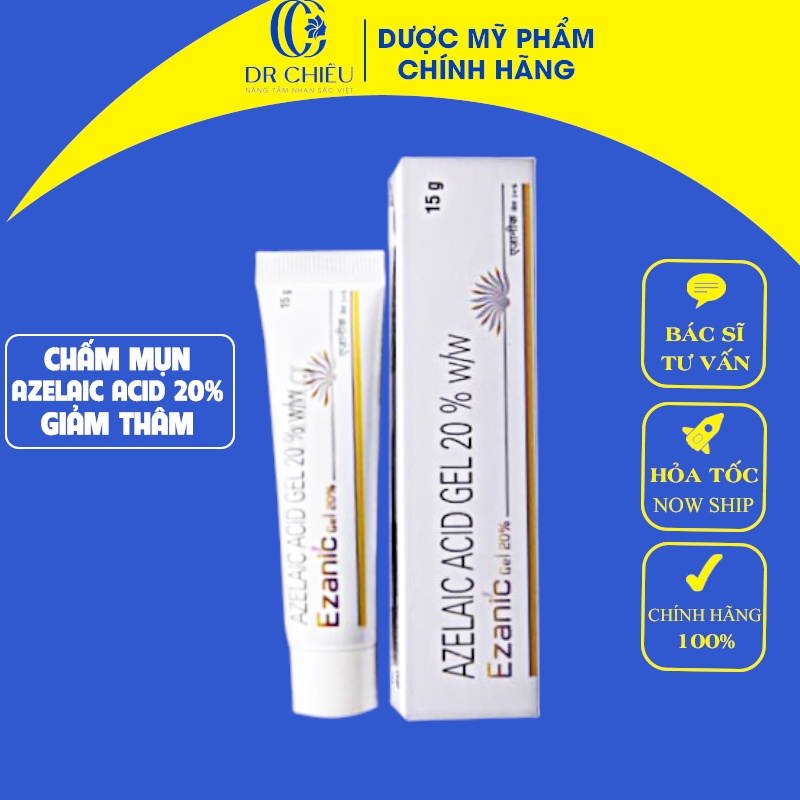 Chấm mụn Ezanic gel (15g) - 20% azelaic acid, hỗ trợ giảm mụn, giảm thâm mụn