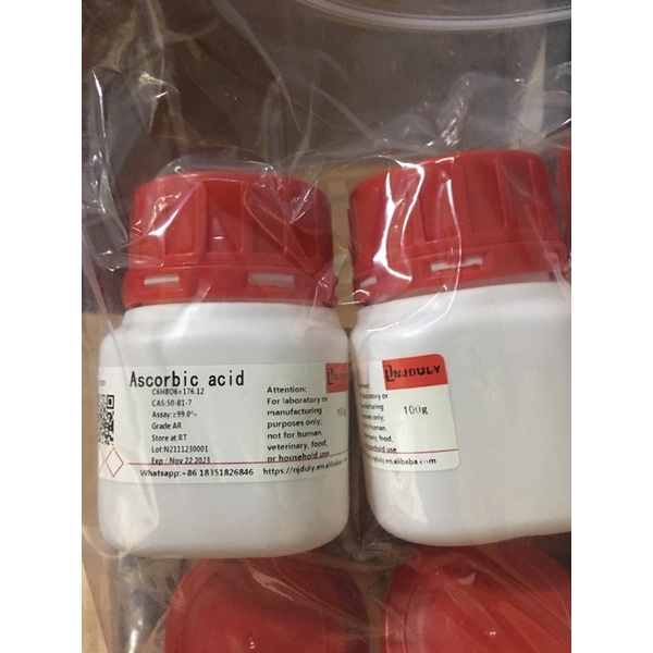 Hoá chất L(+)-Ascorbic Acid CAS 50-81-7 C6H8O6 lọ 100g