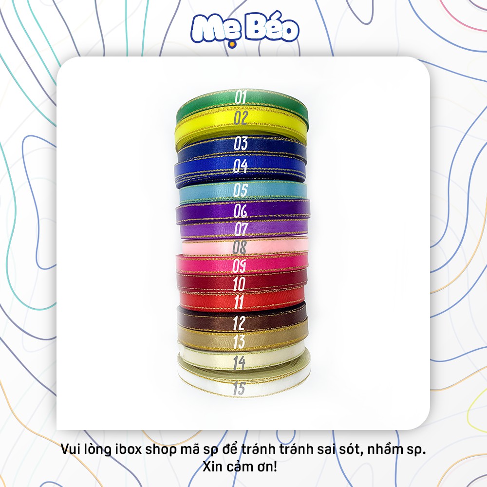 Ruy băng viền kim tuyến 1cm - Cuộn 25 Yards/Cuộn