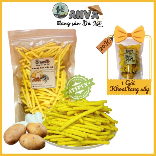 Đồ ăn vặt khoai tây sấy phô mai nguyên vị đặc sản Đà Lạt ngon bổ rẻ 250g.