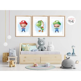 Tranh treo tường phòng ngủ cho bé Super Mario dễ thương