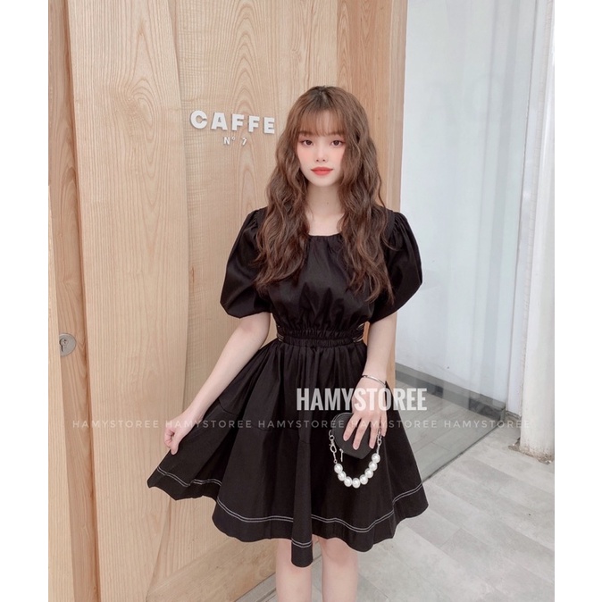 ENNY DRESS - ĐẦM ĐEN XOÈ CUT OUT LƯNG