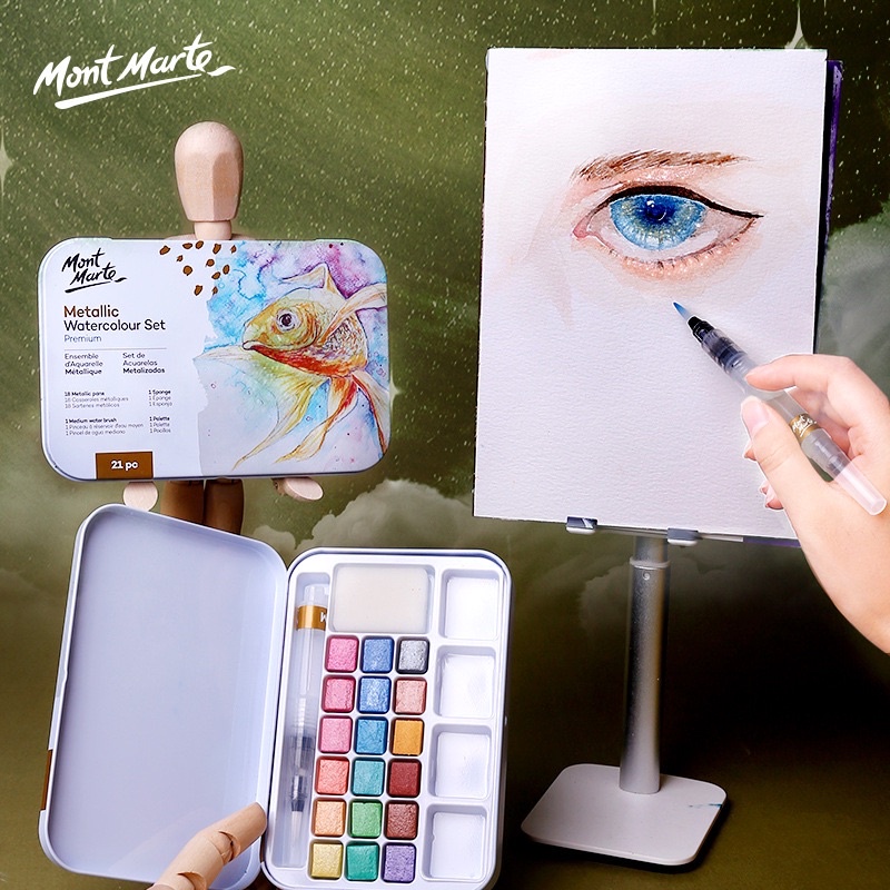 [DA ĐEN] Màu Nước Mont Marte 18|24 Màu Hộp Sắt