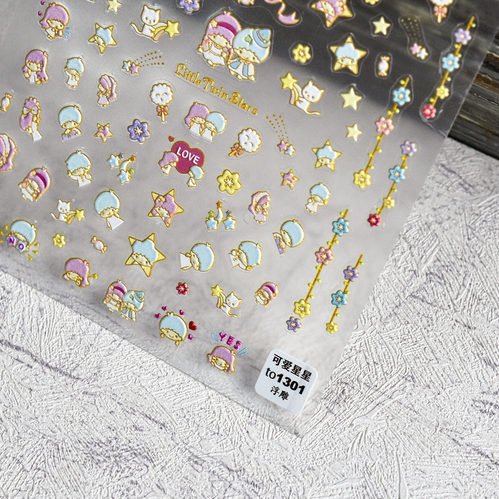 Miếng Dán Trang Trí Móng Tay In Nổi Họa Tiết Sanrio Piglet Xinh Xắn