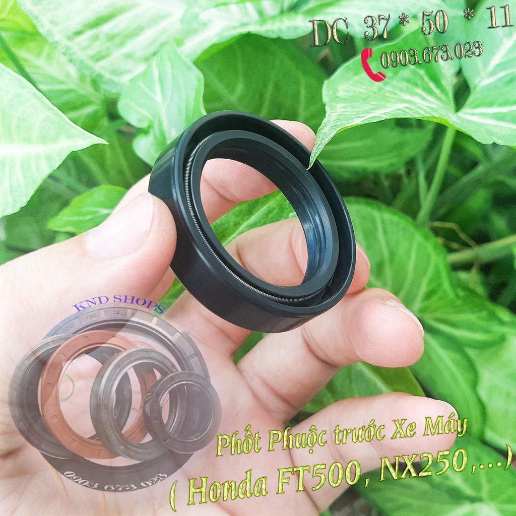 Phốt dầu phuộc trước xe Kawasaki, Honda CB250F, XR250R, CB650SC,...Phốt cao su chặn nhớt loại 2 lò xo DC 37*50*11