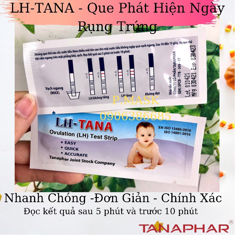 Que thử rụng trứng LH Tana hộp 12 Que + 2 que thử thai Quickstrip - Que thử canh ngày rụng trứng Tanaphar