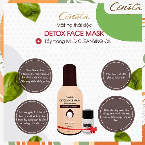 Mặt nạ thải độc Cénota 80ml, mặt nạ thải độc dưỡng ẩm cho da căng mịn - mã C20