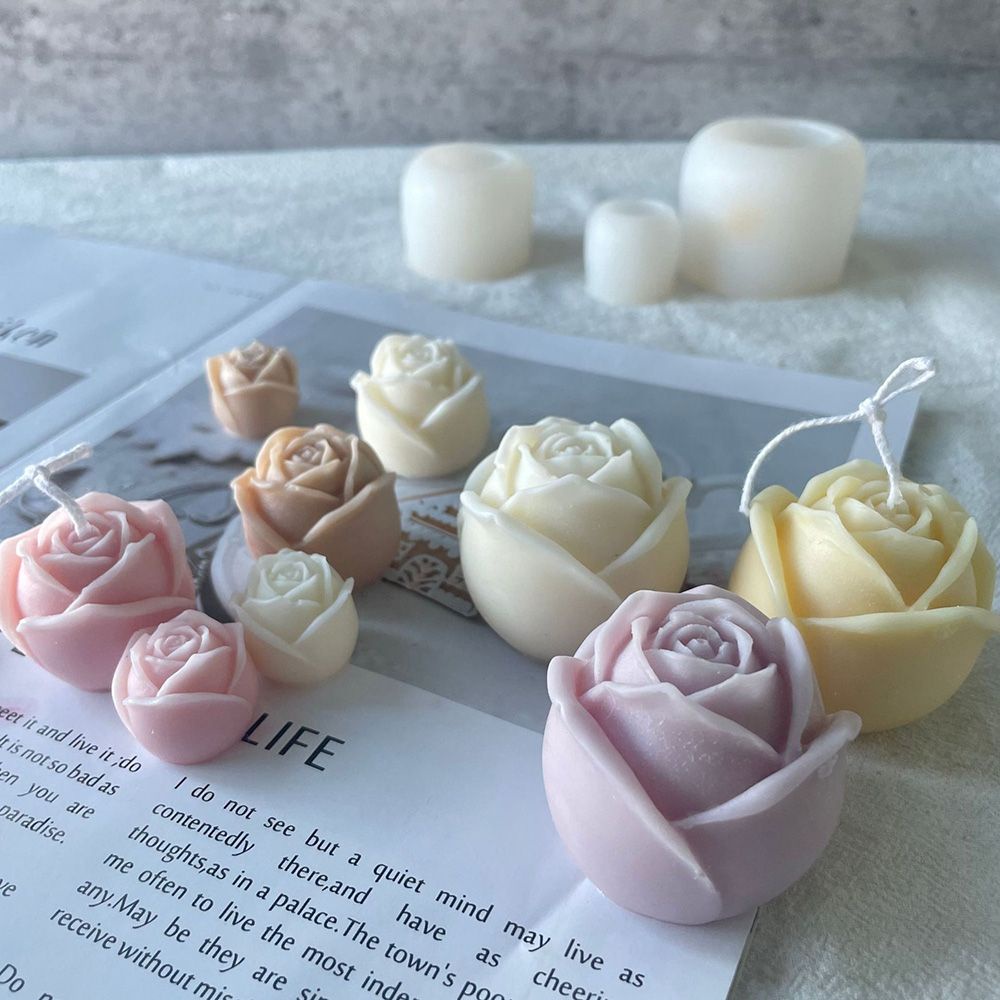 Khuôn silicone làm xà phòng/nến thơm hình hoa hồng 3D DIY