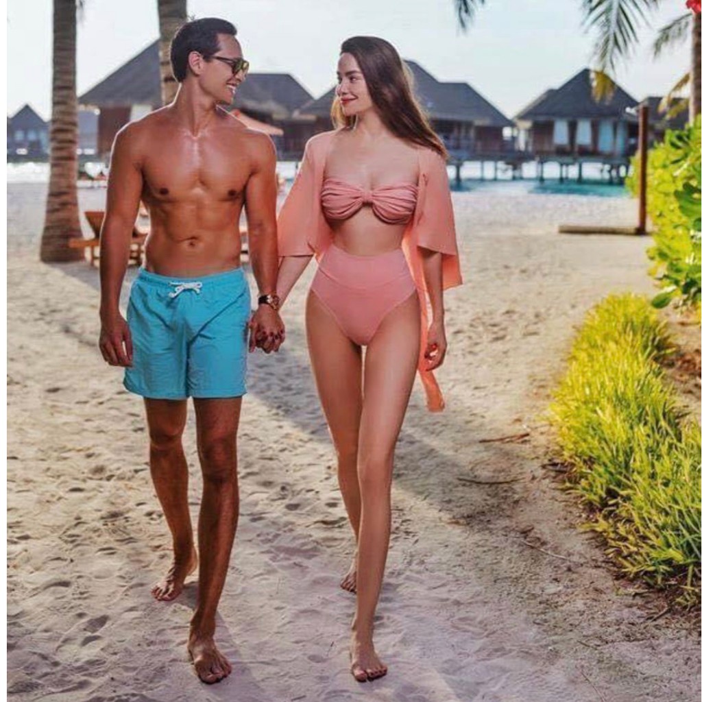 Bikini, bộ bơi 2 mảnh áo cúp ngực, quần cạp cao, ko kèm áo khoác siêu sang - Eva shop