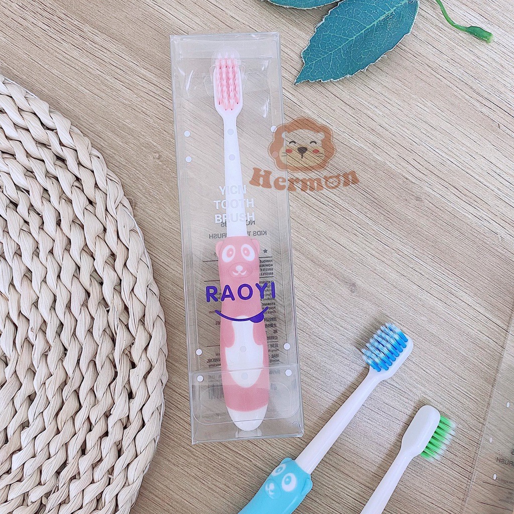 [3-6Y] Bàn Chải Trẻ Em  Hình Gấu Raoyi Cao Cấp Xuất Nhật Cho Bé Babibu - BCHGR