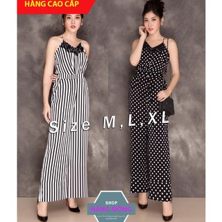 Jumpsuit 💥FREESHIP💥Giảm 45k Khi Mua Đơn Từ 500k - Jum dài ống suông 2 dây phối ren ngực xinh xắn TJ966
