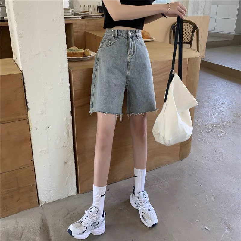 Quần Short Jean Ống Rộng Lưng Cao GÀI EO Ulzzang Unisex mặc lên cực tôn dáng RÔ STORE QS13