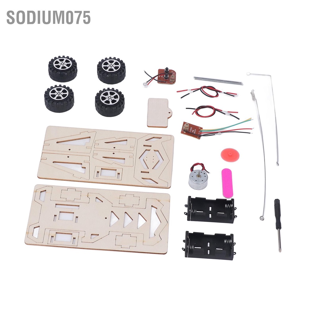 Sodium075 Bộ dụng cụ mô hình ô tô tự làm Động cơ điện Điều khiển từ xa Ô bằng gỗ Đồ chơi xây dựng STEM Khoa học giáo dục Quà tặng dành cho thanh thiếu niên