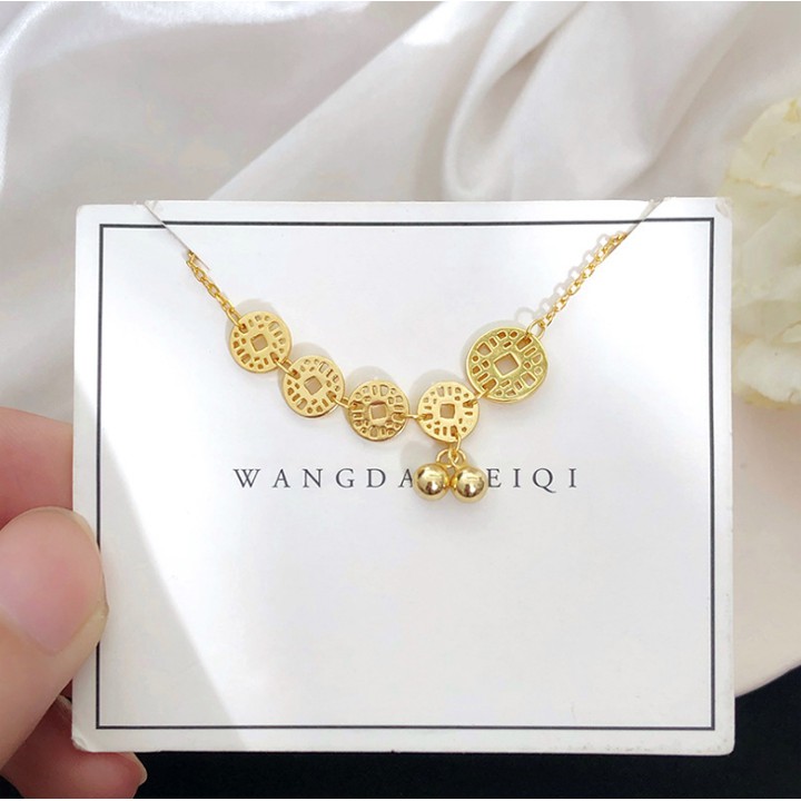 Lắc tay titan nữ chuỗi đồng xu rớt bi chiêu tài lộc, may mắn - Đeo tay vạn sự may