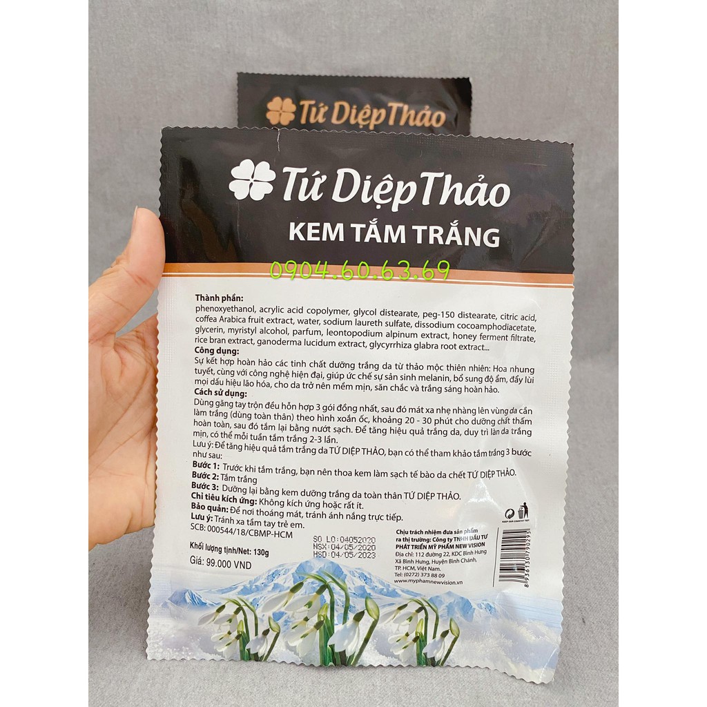 Tứ Diệp Thảo 130g Kem Tắm Trắng Thảo Dược Hoa Nhung Tuyết